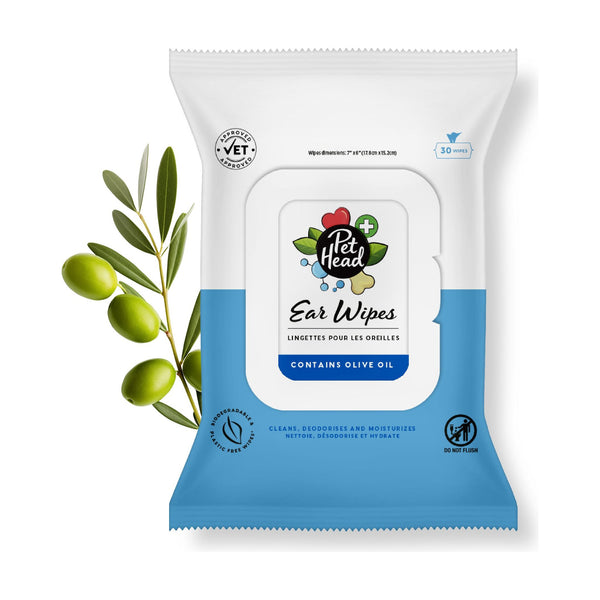 Pet Head Health toallitas limpiadoras para oídos de perro con aceite de oliva, 30 piezas