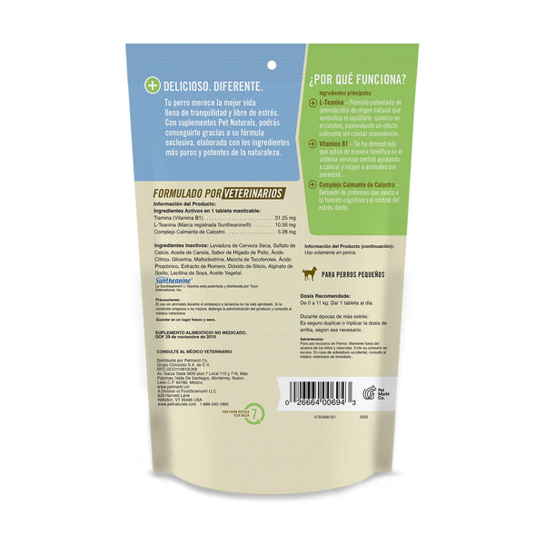 Pet Naturals Calmantes masticables para perro con L-teanina, vitamina B1 y calostro, 21 tabletas