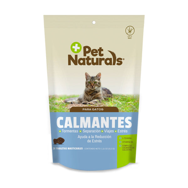Pet Naturals Calmantes masticables para gato con L-teanina, vitamina B1 y calostro, 21 tabletas