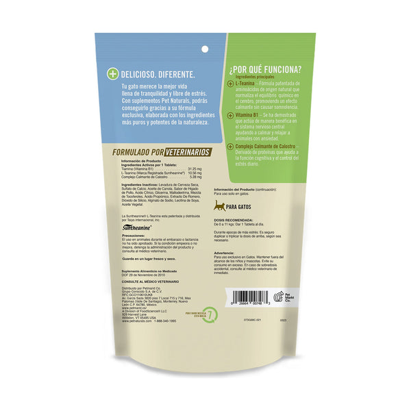 Pet Naturals Calmantes masticables para gato con L-teanina, vitamina B1 y calostro, 21 tabletas