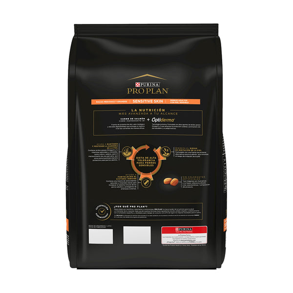 Pro Plan Sensitive Skin alimento seco para perro adulto de raza mediana y grande con piel sensible, salmón
