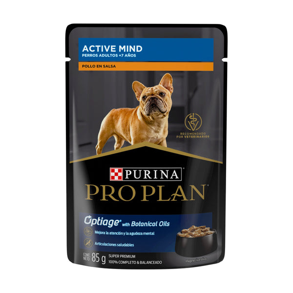 Pro Plan Active Mind 7+ alimento húmedo para perro senior, pollo en salsa, 85 g