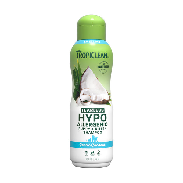 TropiClean Gentle Coconut shampoo hipoalergénico sin lágrimas para cachorro y gatito, 591 ml (20 oz)