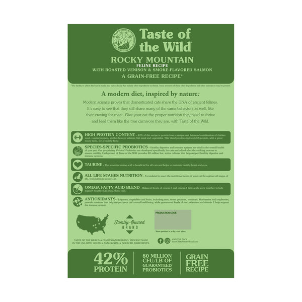 Taste of the Wild Rocky Mountain alimento seco para gato de todas las edades, venado asado y salmón con sabor ahumado