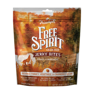 Triumph Free Spirit Jerky Bites premios suaves sin granos para perro con pavo, vegetales y arándano, 566 g