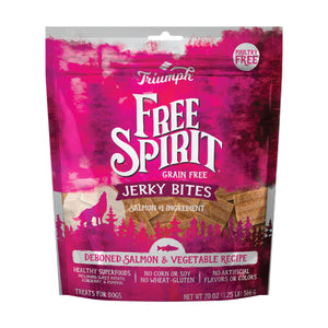 Triumph Free Spirit Jerky Bites premios suaves sin granos para perro con salmón y vegetales, 566 g