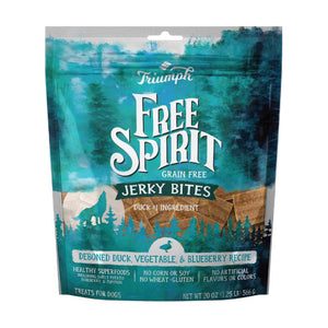 Triumph Free Spirit Jerky Bites premios suaves sin granos para perro con pato, vegetales y mora azul, 566 g