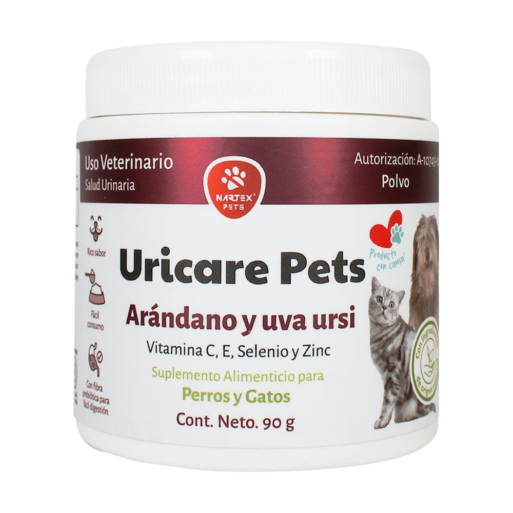Nartex Uricare Pets suplemento para la salud urinaria de perro y gato, 90 g