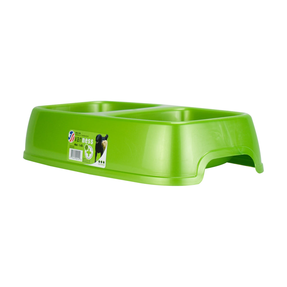 Van Ness plato doble económico de plástico para perro y gato, grande, 1.3 L