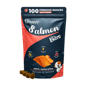 Waggy's Salmon Bites premios suaves naturales para perro, salmón y camote, 100 g