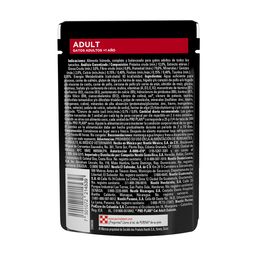 Pro Plan Adult alimento húmedo para gato adulto con salmón en salsa, 85 g