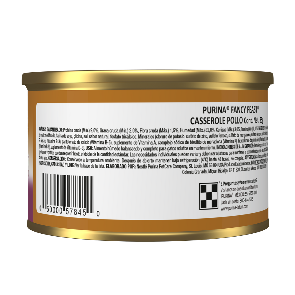 Fancy Feast Casserole pollo alimento húmedo en lata para gato adulto, 85 g