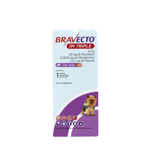 TABLETA ANTIPULGAS 1M TRIPLE 25MG XS BRAVECTO