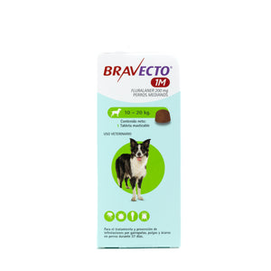 CHEWABLE FLEA TABLET 200MG 1M FOR DOG 10-20 KG BRAVECTO