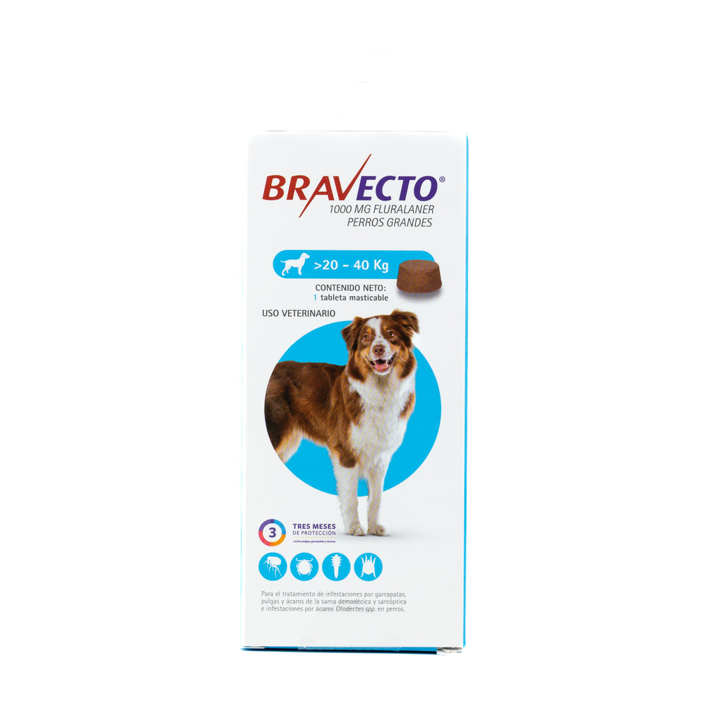 TABETA ANTIPULGAS LARGE 1000MG BRAVECTO