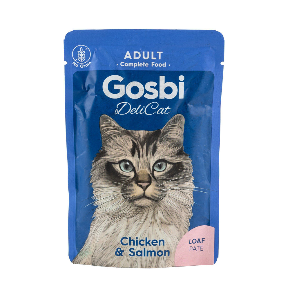 ALIMENTO HUMEDO PARA GATO ADULTO CHICKEN & SALMON LOAF 70 g. GOSBI