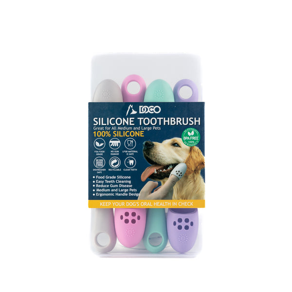 CEPILLOS DE DIENTES PARA MASCOTA A BASE DE SILICONA 4 PIEZAS DOCO