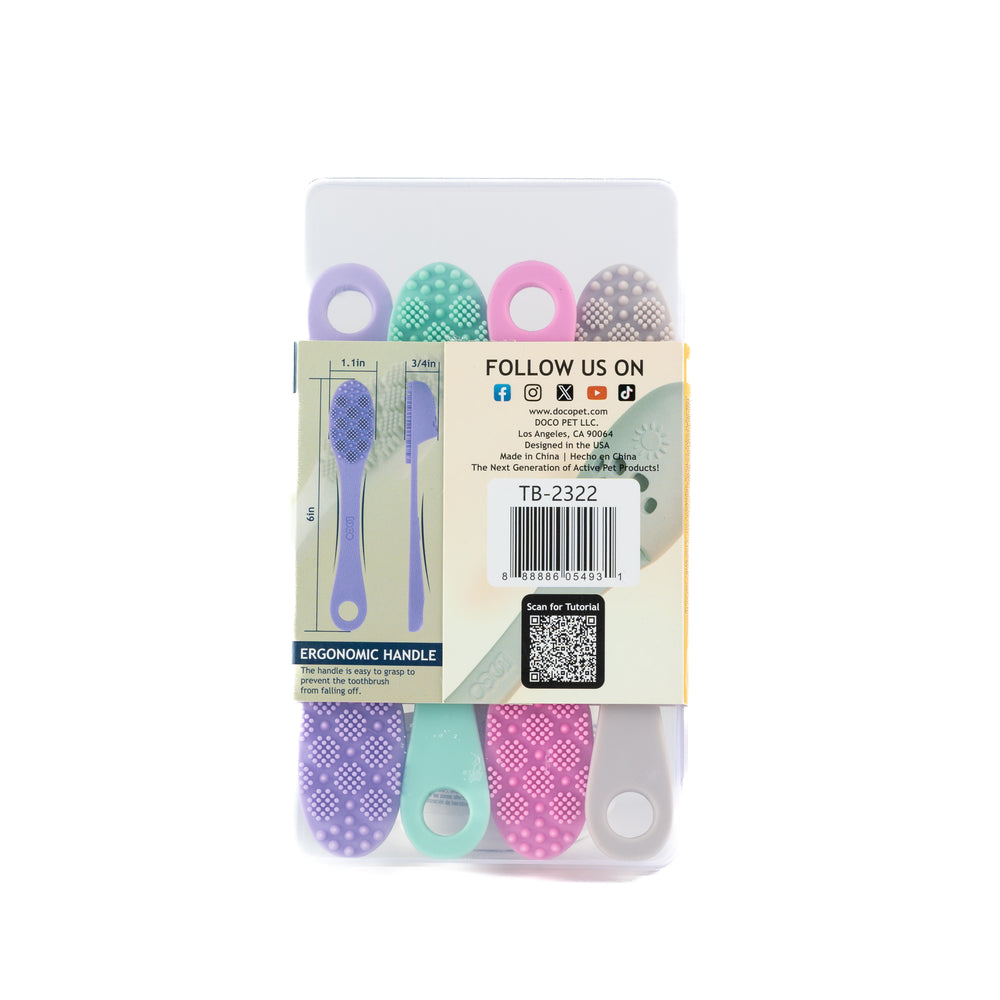 CEPILLOS DE DIENTES PARA MASCOTA A BASE DE SILICONA 4 PIEZAS DOCO