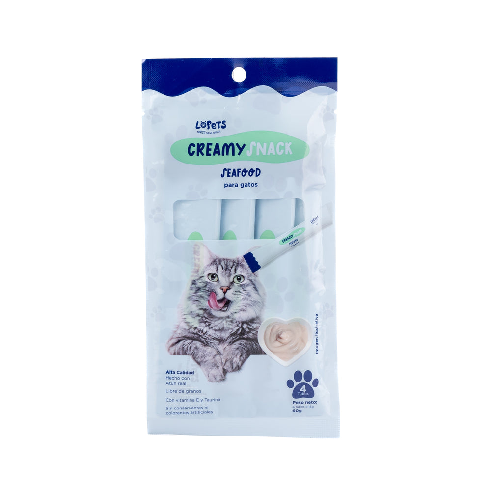 ALIMENTO HUMEDO PARA GATOS CREAMY SNACK VERDEL PARA GATOS LOPETS