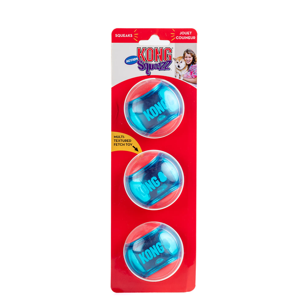 PELOTAS PARA PERRO SQUEEZZ ACTION MEDIANAS 3 PZAS KONG