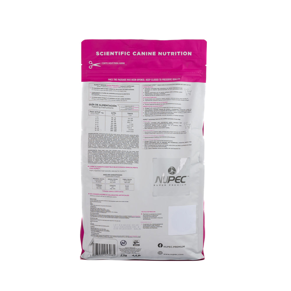 ALIMENTO SECO PARA PERRO RAZAS PEQUEÑAS SENIOR 8K NUPEC