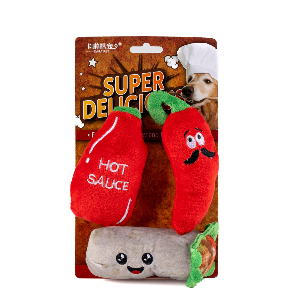 PELUCHE PARA MASCOTA CHILE Y SALSA KARA