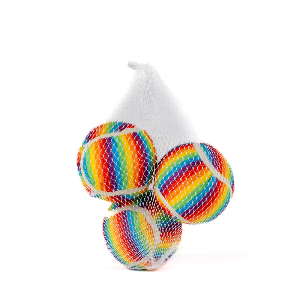 SET DE PELOTAS DE TENIS PARA PERRO COLOR ARCOIRIS 3 PIEZAS PET TECH