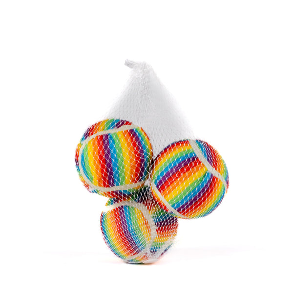 SET DE PELOTAS DE TENIS PARA PERRO COLOR ARCOIRIS 3 PIEZAS PET TECH