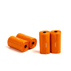 PAQUETE DE BOLSAS DE POPO 8 ROLLOS DE 15PZAS CON AROMA COLOR NARANJA PETHOME