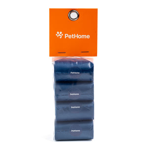 PAQUETE DE BOLSAS DE POPO 8 ROLLOS DE 15PZAS CON AROMA COLOR AZUL PETHOME