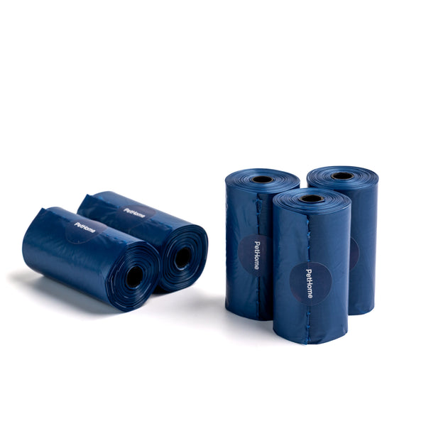 PAQUETE DE BOLSAS DE POPO 8 ROLLOS DE 15PZAS CON AROMA COLOR AZUL PETHOME