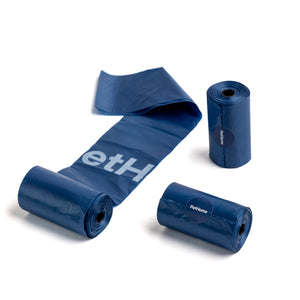 PAQUETE DE BOLSAS PARA POPO 4 ROLLOS DE 15 PZAS CON AROMA COLOR AZUL PETHOME