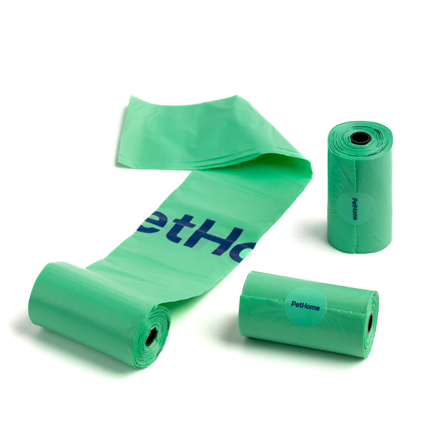 PAQUETE DE BOLSAS PETHOME 8 ROLLOS DE 15PZAS CON AROMA COLOR MENTA