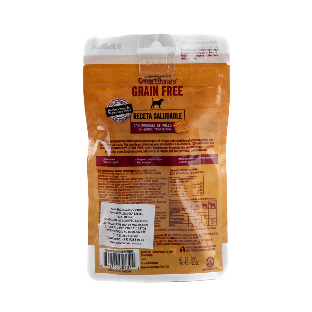 PREMIOS PARA PERRO LIBRE DE GRANOS HUESO POLLO SMARTBONES