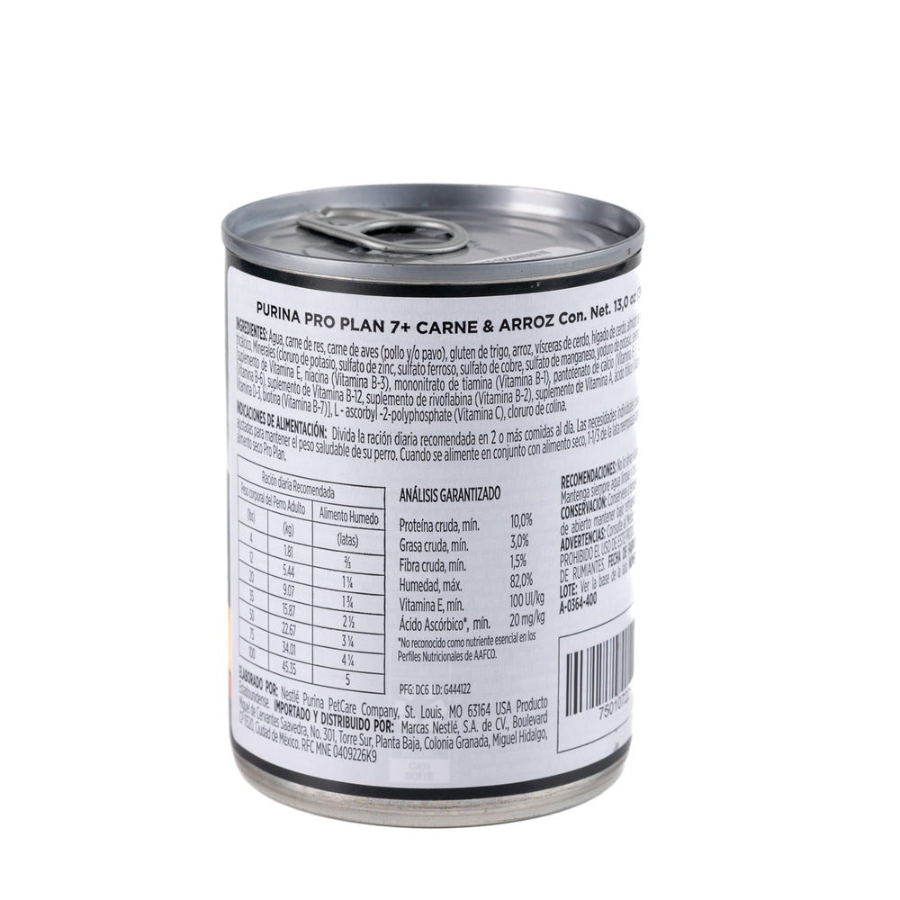 ALIMENTO HUMEDO PARA PERRO SENIOR 7+ LATA CARNE & ARROZ 13 OZ PROPLAN