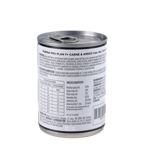 ALIMENTO HUMEDO PARA PERRO SENIOR 7+ LATA CARNE & ARROZ 13 OZ PROPLAN