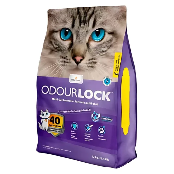 ARENA AGLUTINANTE DE ARCILLA ODOUR LOCK AROMA LAVANDA PARA GATO